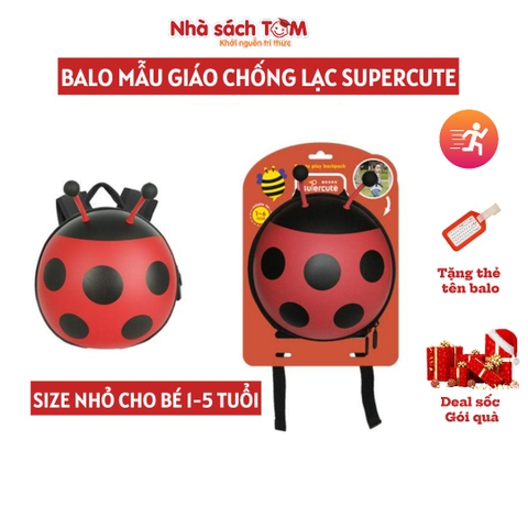 Balo chống lạc hình bọ 3D Supercute cho bé 1–5 tuổi, balo trẻ em dễ thương, nhẹ, phù hợp bé mẫu giáo