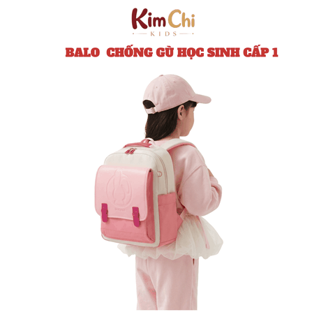 Balo học sinh tiểu học Worm's home balo cao cấp chống gù balo cho bé siêu nhẹ chống nước nhiều ngăn - KimChi Kids