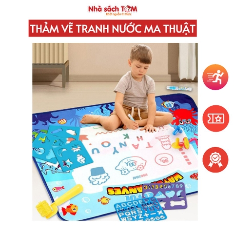 Thảm vẽ nước ma thuật cho bé , tranh vẽ tự xoá, đồ chơi Montessori sáng tạo, kích thước lớn an toàn