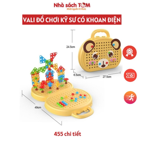 Đồ chơi DIY lắp ráp kỹ sư kèm khoan điện, bộ đồ chơi giáo dục STEM cho bé sáng tạo