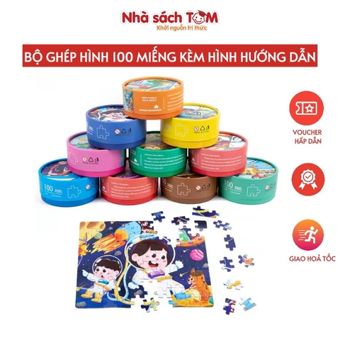 Bộ Đồ Chơi Tranh Ghép Hình Montessori 100 miếng, Buludy, đồ chơi giáo dục cho bé từ 3 tuổi