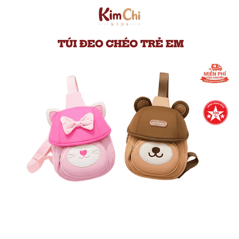 Túi đeo vai hình gấu cho bé Worm's home túi đeo chéo mini dễ thương, gọn nhẹ, tiện mang đi chơi R136