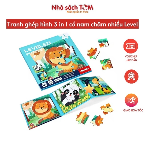 Bộ Đồ Chơi Tranh Ghép Hình Montessori Nam Châm 3 Trong 1 nhiều cấp độ, Buludy, cho bé từ 3 tuổi