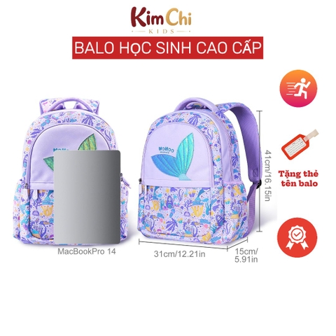 Balo học sinh cấp 2 hiệu Nohoo balo cho bé từ 11-15 tuổi siêu nhẹ, chống thấm nhẹ, kiểu dáng đáng yêu NB004-2 KIMCHI KIDS