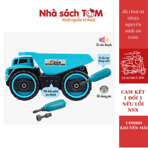 Đồ chơi xe xây dựng mô hình cho bé,xe lắp ráp thông minh có âm thanh,Hoàng Thu Toys,nhựa nguyên sinh
