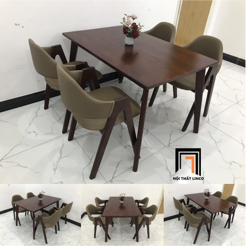 H1 Bộ bàn ăn 1m2 4 ghế 6-KH4-G5-B107-nausi nâu cánh gián