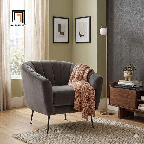Ghế sofa đơn giá rẻ DT34 Aretha vải nhung màu nâu đậm