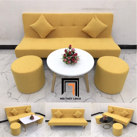G2 Bộ ghế sofa giường nhỏ GBL1 màu vàng chanh dài 1m7