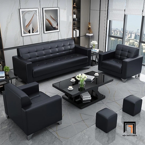 B3 Set ghế sofa văn phòng KT76 Custer da công nghiệp đen