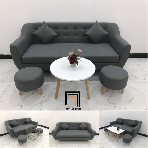 B3 Bộ ghế sofa băng giá rẻ BL10 BGN xám đậm dài 1m9 nhỏ gọn
