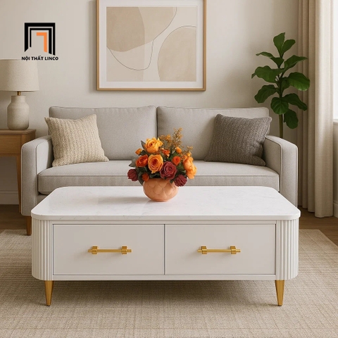 E4 Bàn sofa phòng khách màu trắng xinh BTPK68 Rockland mặt đá 1m