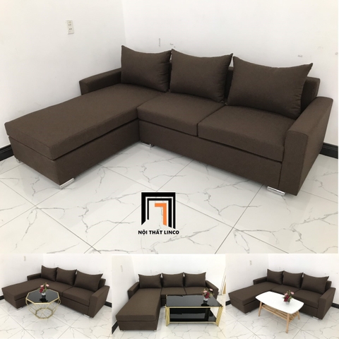 C3 Bộ ghế sofa góc chữ L GL1 2m2 x 1m6 màu nâu đậm giá rẻ
