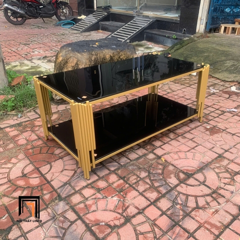 E4 Bàn sofa phòng khách kính đen 2 tầng BTPK16 Akoka 1m x 50 giá rẻ