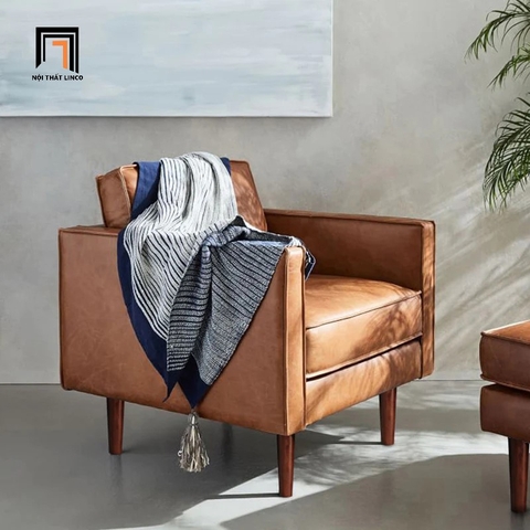 B2 Ghế sofa đơn văn phòng làm việc DT74 Roderic da giả màu nâu