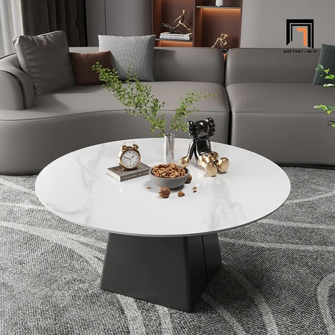 F2 Bàn sofa mặt đá tròn xinh xắn 60cm BSF29 Lammo cho sảnh chờ