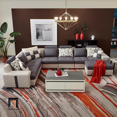 N1 Bộ ghế sofa chữ U giá rẻ UT6 Etowah 3m5 phòng khách đẹp