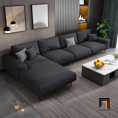 A5 Ghế sofa góc L màu xám than GT186 Pesca 3m x 1m6 hiện đại