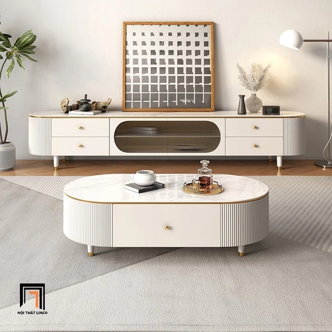 F3 Bàn sofa sang trọng oval BSF18 Modana 1m x 50 mặt đá hiện đại