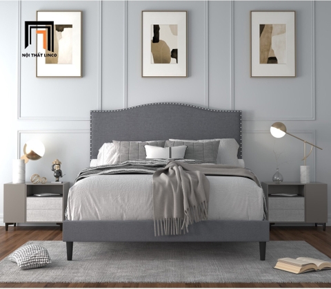 C3 Giường ngủ bọc vải bố màu xám GN15 Manuel cổ điển châu Âu