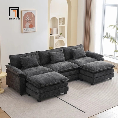 Set ghế sofa chữ U vải nỉ xám than UT14 Holopeen 2m5 đẹp
