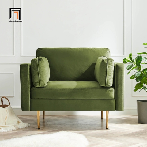 F2 Ghế sofa đơn 1 nệm ngồi DT82 Pelham vải nhung xanh lá