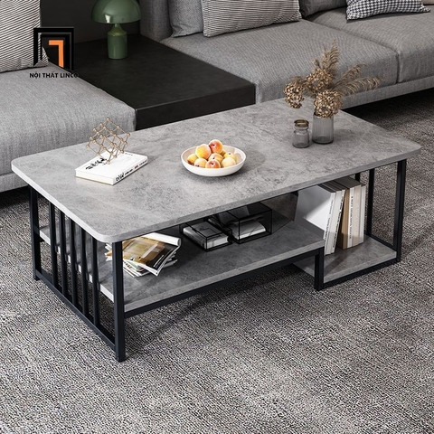 E2 Bàn sofa phòng khách mặt đá xám 1m BSF77 Vigo khung chân sắt