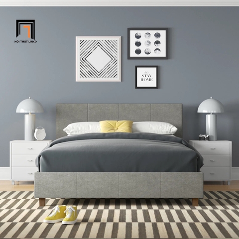 H2 Giường ngủ vải màu xám GN6 Hudspeth cho gia đình nhỏ