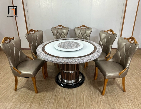 T2 Set bàn ăn tròn mâm xoay đường kính 1m3 GF34-BAD6-G321-B363