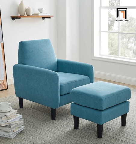 F2 Ghế sofa đơn vải nỉ xanh dương DT99 Betul ngồi đọc sách