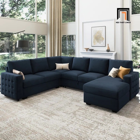 D4 Set ghế sofa U cao cấp UT20 Honbay 3m1 màu xanh đậm