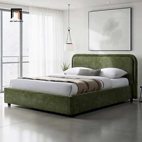C2 Giường ngủ vải nỉ màu xanh lá GN133 Bixby 1m6 x 2m hiện đại