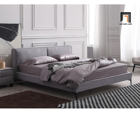 E3 Giường ngủ sang trọng vải nỉ mềm GN75 Rio màu xám ghi đẹp