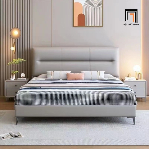 Giường ngủ da công nghiệp xám ghi GN95 Dundee 1m6 cho gia đình
