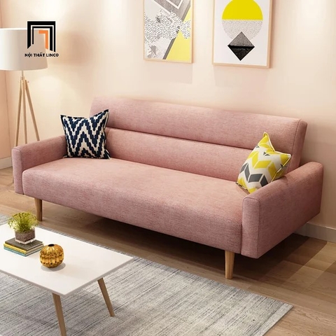 C4 Ghế sofa giường bật nằm GB62 Catan dài 1m8 vải nỉ hồng phấn