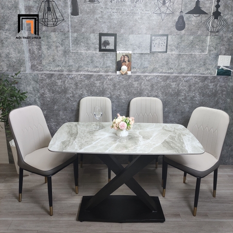 B1 Bộ bàn ăn mặt đá nhập khẩu 1-BAD4-G2-B70 bàn chân X 1m2