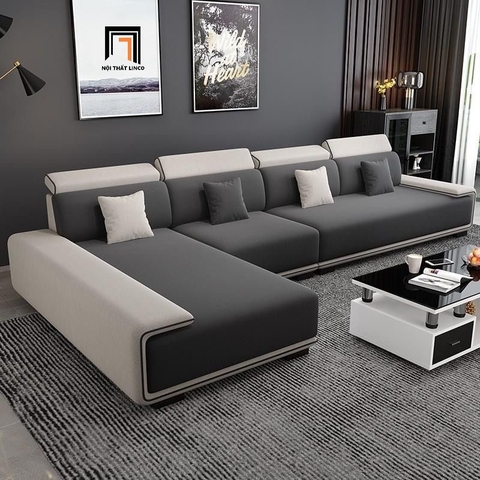 C1 Bộ ghế sofa góc hiện đại phối màu đen trắng GT259 Ramia 3m2 x 1m8