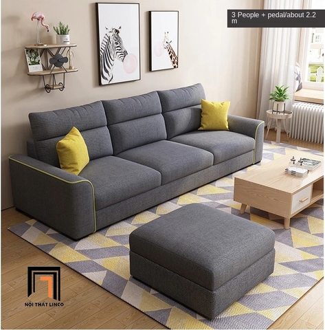 A3 Bộ ghế sofa băng xám đậm BT57 Cobin 2m1 kèm đôn vuông