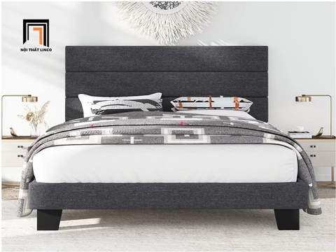G1 Giường ngủ bọc vải xám đậm GN14 Allewie giá rẻ cho gia đình