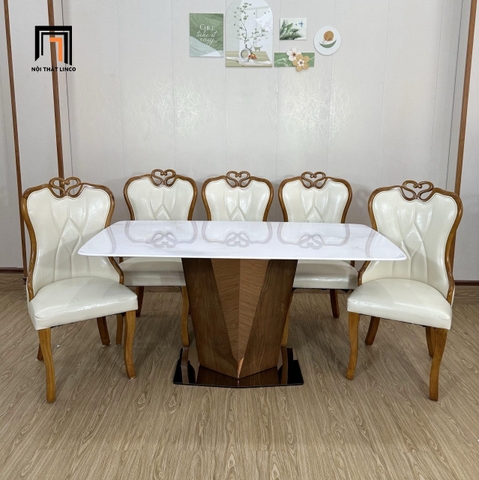 L1 Bàn ghế ăn 1m6 cao cấp GF33-BAD6-G322-B361 nhà bếp