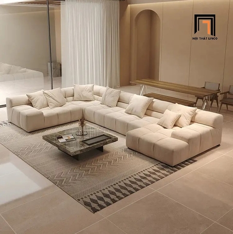 I2 Set ghế sofa chữ U cao cấp UT21 Brooker 3m4 bọc da giả