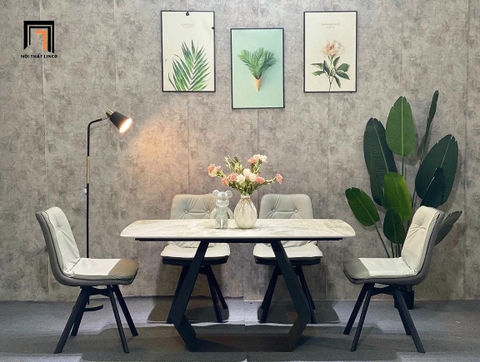 H1 Bộ bàn ăn Valley 4 ghế da giả 22-BAD4-G10-B11 nhà bếp hiện đại