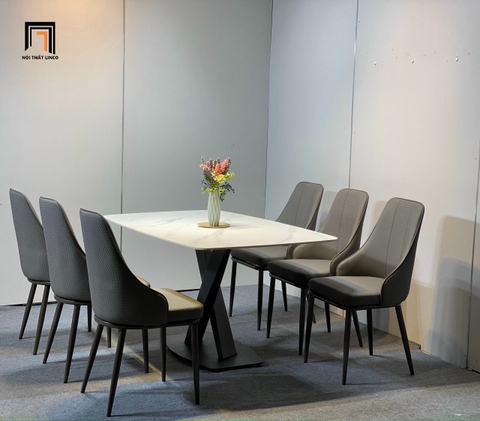 H1 Bộ bàn ghế ăn chân X ghế trám sang trọng 44-BAD6-G16-B70