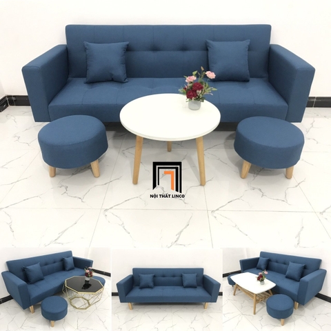 G2 Set ghế sofa giường nhỏ gọn GBL2 xanh dương cho chung cư