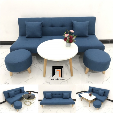 D3 Bộ ghế sofa giường nằm đa năng GBL1 xanh dương vải bố 1m7