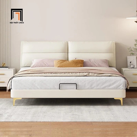 F1 Giường ngủ bọc nỉ màu be kem GN83 Pracotta 1m6 x 2m giá rẻ