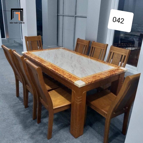 S2 Bộ bàn ăn 8 ghế mặt đá dày GF12-BAD8-G301-B354 nhà bếp lớn