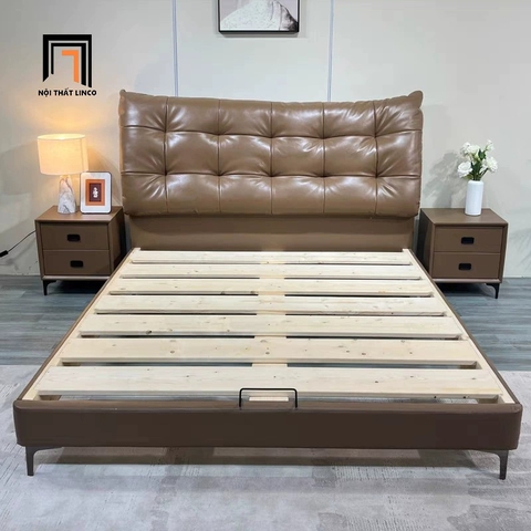 I1 Giường ngủ bọc da Pu màu nâu bò GN90 Upton 1m6 x 2m giá rẻ