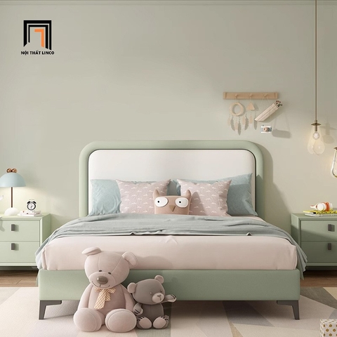 E1 Giường ngủ da pvc chống trầy GN106 Mooers phối màu trẻ trung