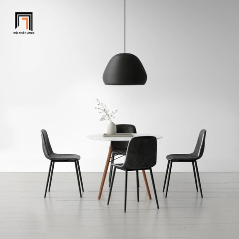 E1 Bộ bàn ăn hình tròn 4 ghế nệm da 5-OC4-GCF9-B2 xinh xắn