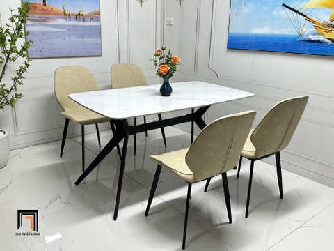 J1 Combo bàn ăn Nordic mặt đá ceramic 27-BAD4-G14-B68 giá rẻ